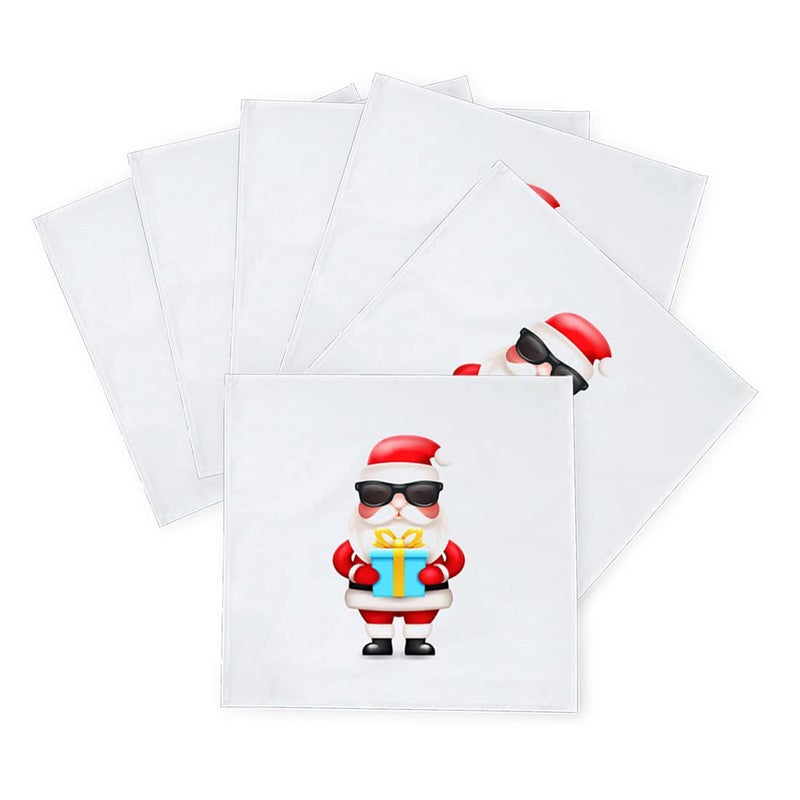 Khakee 6 Pcs Christmas Theme Silk Table Napkins 10x 10 for Xmas Decoration Christmas OrnamentsChristmas Giftxmas21139 - Image 2