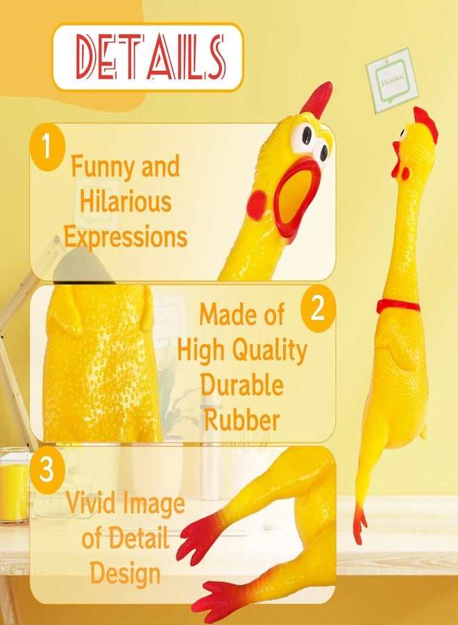 Xeehwb 22 Inch Crazy Huge Rubber Chicken,Yellow Squeeze Chicken Toys,Squeaky Chicken Dog Toys,Squawking Prank Novelty Gag Gift - Image 3