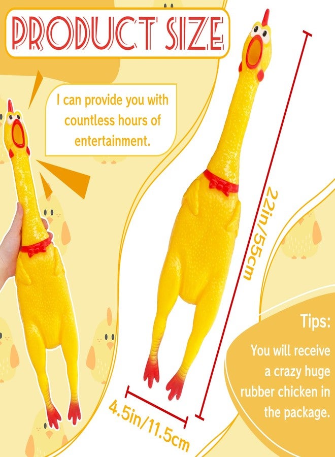 Xeehwb 22 Inch Crazy Huge Rubber Chicken,Yellow Squeeze Chicken Toys,Squeaky Chicken Dog Toys,Squawking Prank Novelty Gag Gift - Image 2
