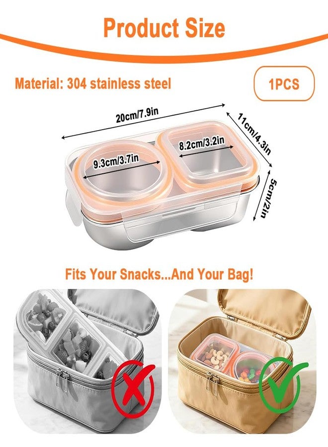 Supvox® 304 Steel Tiffin Box for Kids, 2 Compartments Leakproof Airtight Food Container, BPA Free ClearLid, Portable Bento Box for School Office Travel, 400ml - Image 2