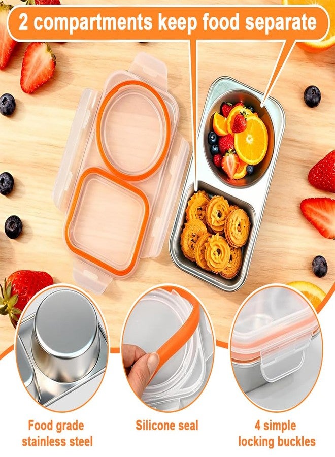 Supvox® 304 Steel Tiffin Box for Kids, 2 Compartments Leakproof Airtight Food Container, BPA Free ClearLid, Portable Bento Box for School Office Travel, 400ml - Image 3
