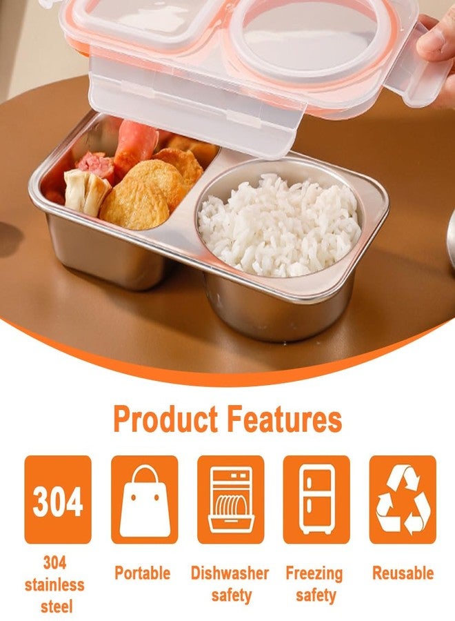 Supvox® 304 Steel Tiffin Box for Kids, 2 Compartments Leakproof Airtight Food Container, BPA Free ClearLid, Portable Bento Box for School Office Travel, 400ml - Image 4
