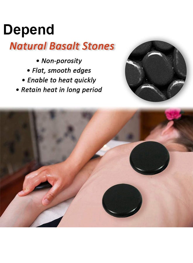 6 قطع حجارة حجارة الساخنة ناعمة بازلت الطبيعية الصخور الساخنة مناسبة لتخفيف التوتر العضلي المريح الجسم والعقل الشفاء - Image 3