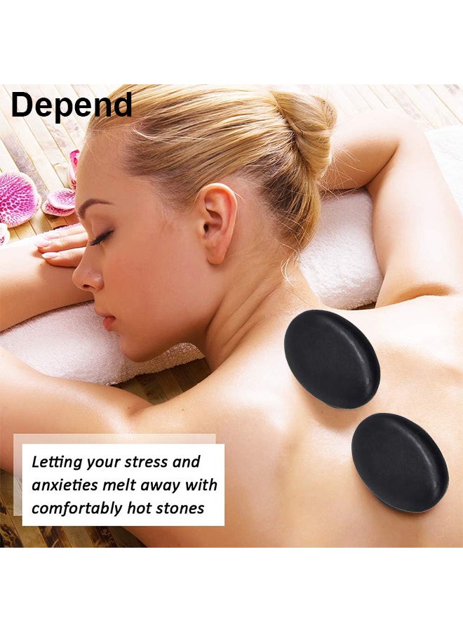 6 قطع حجارة حجارة الساخنة ناعمة بازلت الطبيعية الصخور الساخنة مناسبة لتخفيف التوتر العضلي المريح الجسم والعقل الشفاء - Image 5