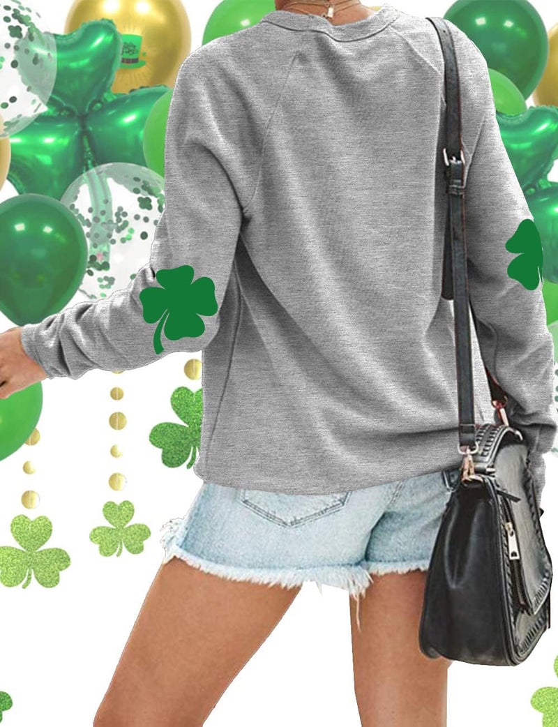 TAOHONG Women St. Patrick's Day Sweatshirts Shamrock Shirt Clover Printed Long Sleeve Irish Gift Casual Loose Fit Tops - Image 3