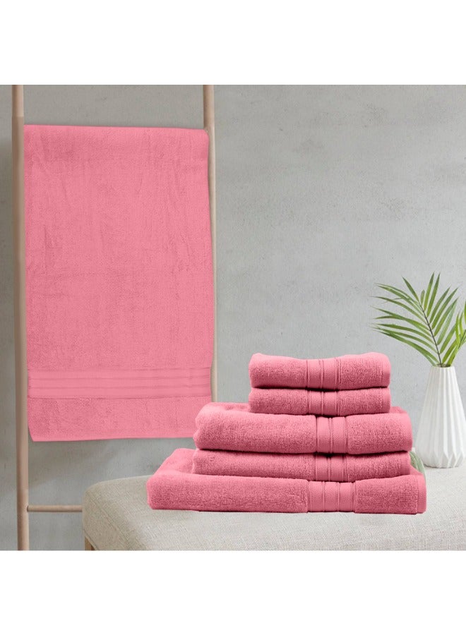 BYFT Home Trendy (Pink) Premium Cotton Hand Towel (50 X 90 Cm-Set Of 2) Highly Absorbent, High Quality Bath Linen With Striped Dobby 550 Gsm - Image 1