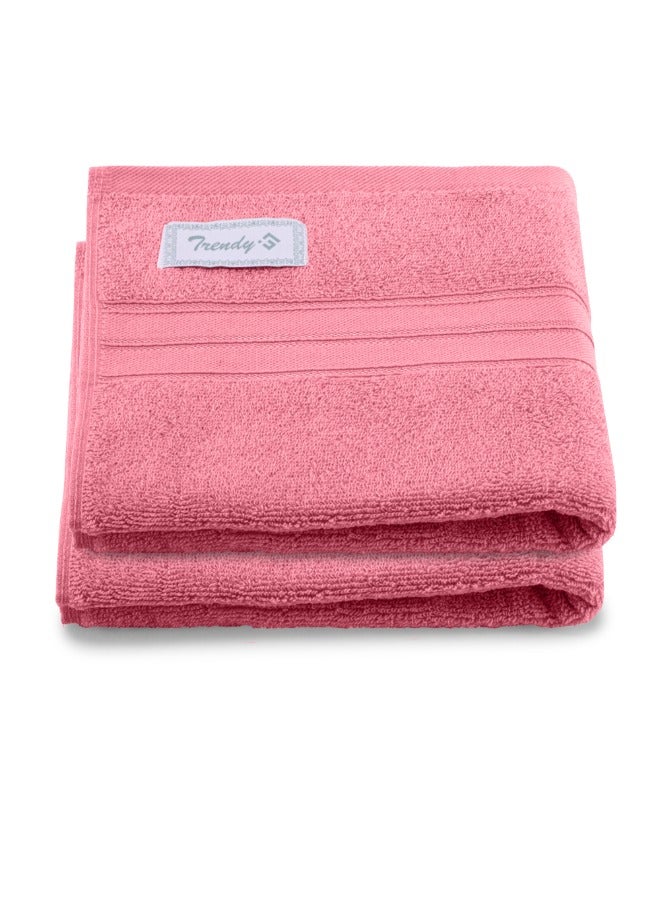 BYFT Home Trendy (Pink) Premium Cotton Hand Towel (50 X 90 Cm-Set Of 2) Highly Absorbent, High Quality Bath Linen With Striped Dobby 550 Gsm - Image 2