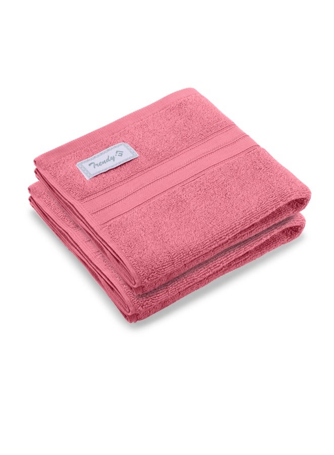 BYFT Home Trendy (Pink) Premium Cotton Hand Towel (50 X 90 Cm-Set Of 2) Highly Absorbent, High Quality Bath Linen With Striped Dobby 550 Gsm - Image 3