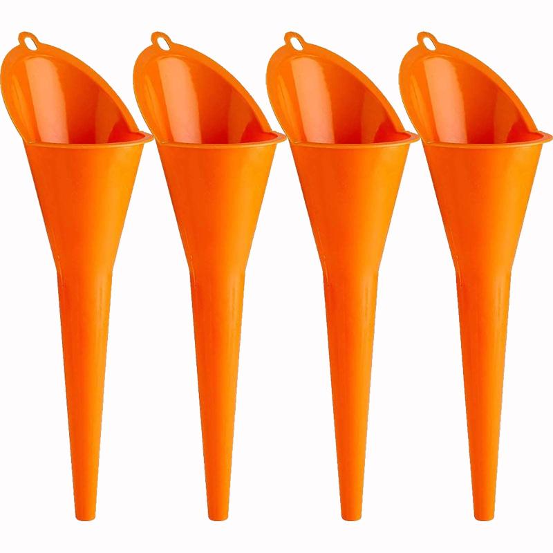 Multi-Function Funnel: Orange Thick-Walled Wide Neck, Innovative Long Spout, Corrosion-Resistant Plastic - Leak-Free Transfer, Hook For Easy Storage For Home Garages, Auto Repairs, Restaurant Use - Image 1