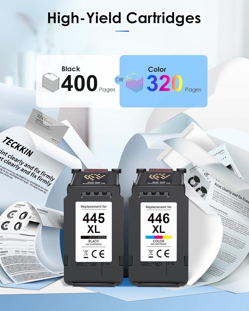 خرطوشة حبر بحجم 445XL/446XL من نوع PG-445 وCL-446XL، لاستبدال خرطوشات الحبر الأصلية لطابعات Canon 445 و446 XL. تتوافق هذه الخرطوشات مع طابعات Canon Lp2840، Mg2440، Mg2540، وMg2940 (عبوة تحتوي على خرطوشتين، باللون الأسود والثلاثي الألوان). - Image 3