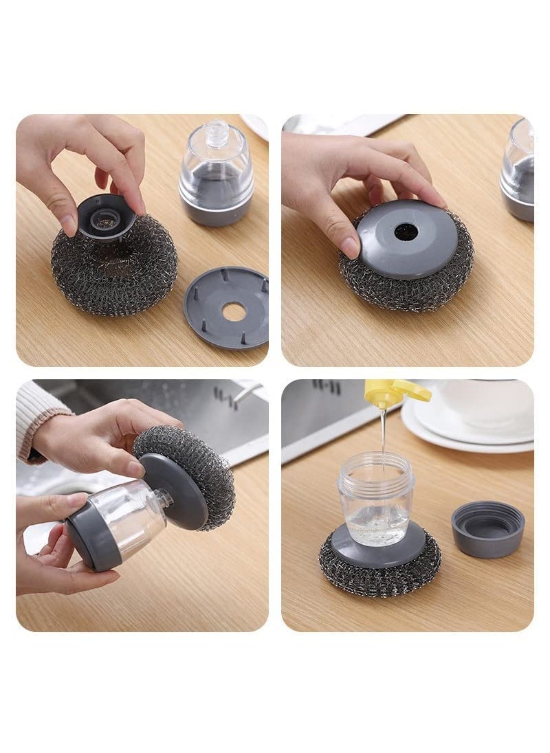 istore Istore Automatic Liquid Tank Kitchen Utensils Sink Cleaning Brush Scrubber Dish Bowl Washing Brush with Soap Dispenser Handle Sponge with Wok Brush Kitchen Pot Cleaner Tool (Multicolor)  - Image 4