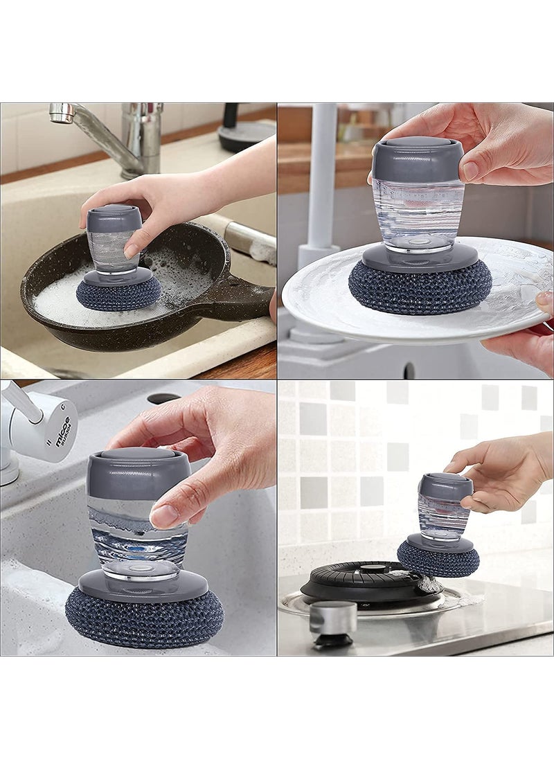 istore Istore Automatic Liquid Tank Kitchen Utensils Sink Cleaning Brush Scrubber Dish Bowl Washing Brush with Soap Dispenser Handle Sponge with Wok Brush Kitchen Pot Cleaner Tool (Multicolor)  - Image 3