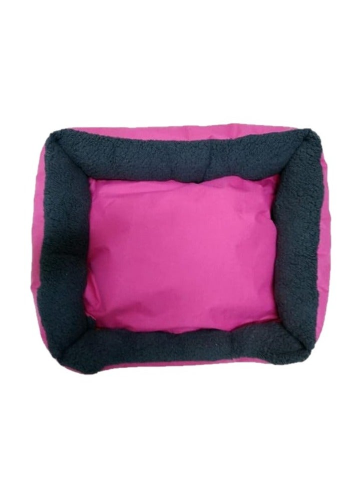 Pet animal bed for large and medium sized dog breeds, with internal cushion double face for summer and winter, waterproof side and velvet side-large  size-100 cm-pink - Image 2