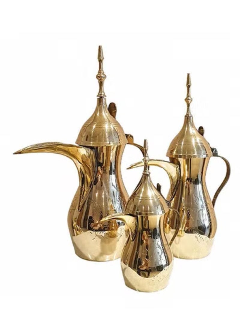 QUESERA Mid Eastern Dallah Coffee Pot Chased Brass Crossed Swords Islamic Boudoin  - Image 4