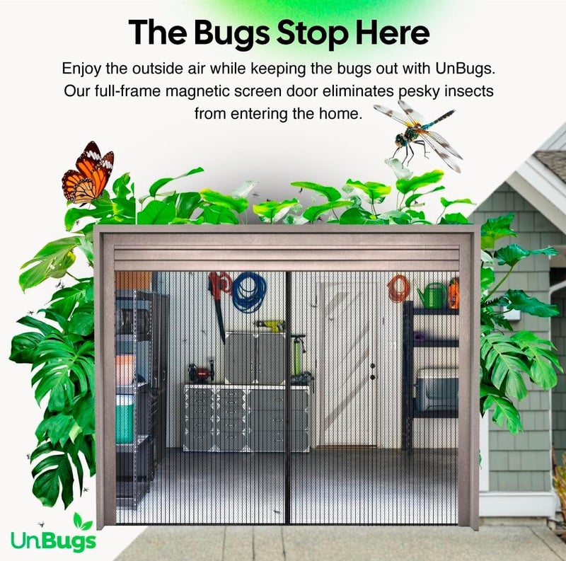 iGotTech UnBugs Garage Screen Doors for 1 Car Garage - Fits Single Garage Doors up to 9 Feet Wide x 7 Feet Tall MAX - Pet & Kid Friendly, Self-Closing - Hands Free Magnet Closure Keeps Bugs Out & Breeze in - Image 2