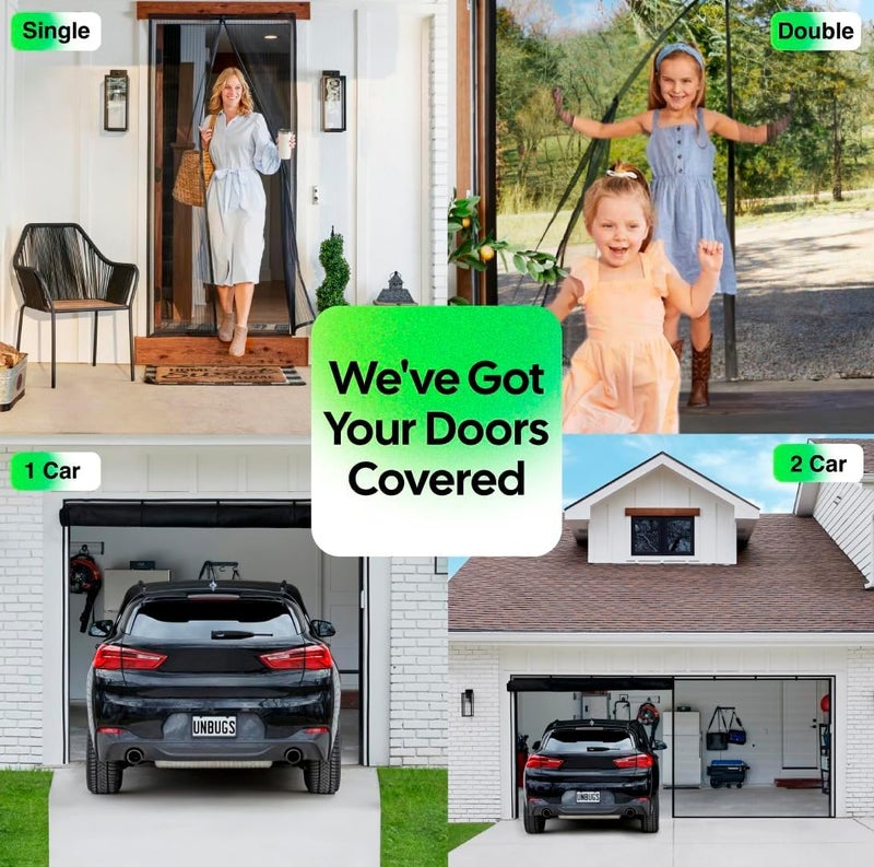 iGotTech UnBugs Garage Screen Doors for 1 Car Garage - Fits Single Garage Doors up to 9 Feet Wide x 7 Feet Tall MAX - Pet & Kid Friendly, Self-Closing - Hands Free Magnet Closure Keeps Bugs Out & Breeze in - Image 4