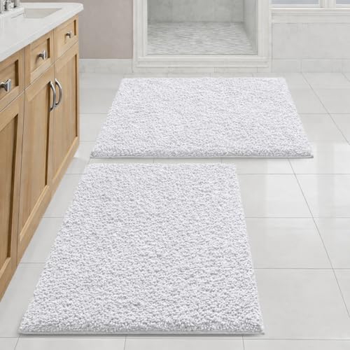 SITTELLA® Pack of 2 Premium 2000 GSM Microfiber Bathroom Mats (60x40 cm) | Ultra Soft Plush Bath Rug | Anti-Skid Backing | Super Water Absorbent & Quick Dry | Washable Bath Mat for Shower| Light-Grey - Image 1