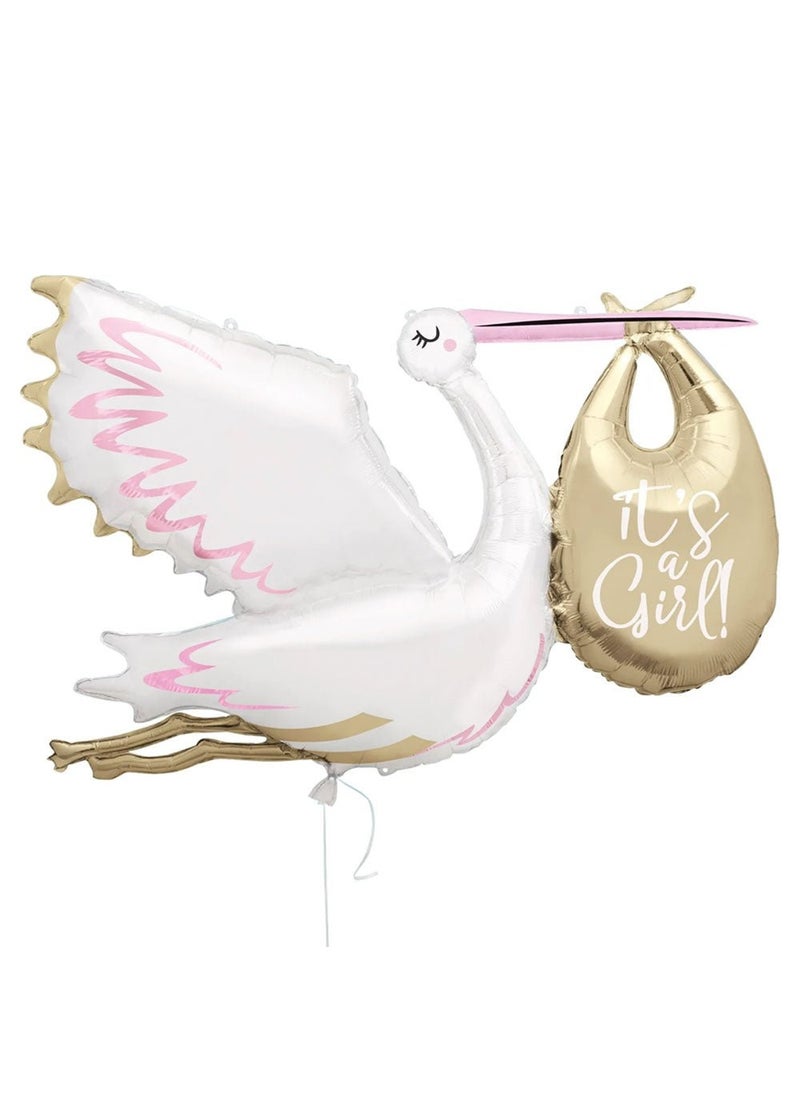 يونيك بالون "إنها فتاة لقلق" باللون الوردي الذهبي والأبيض مقاس 157 سم - Image 1