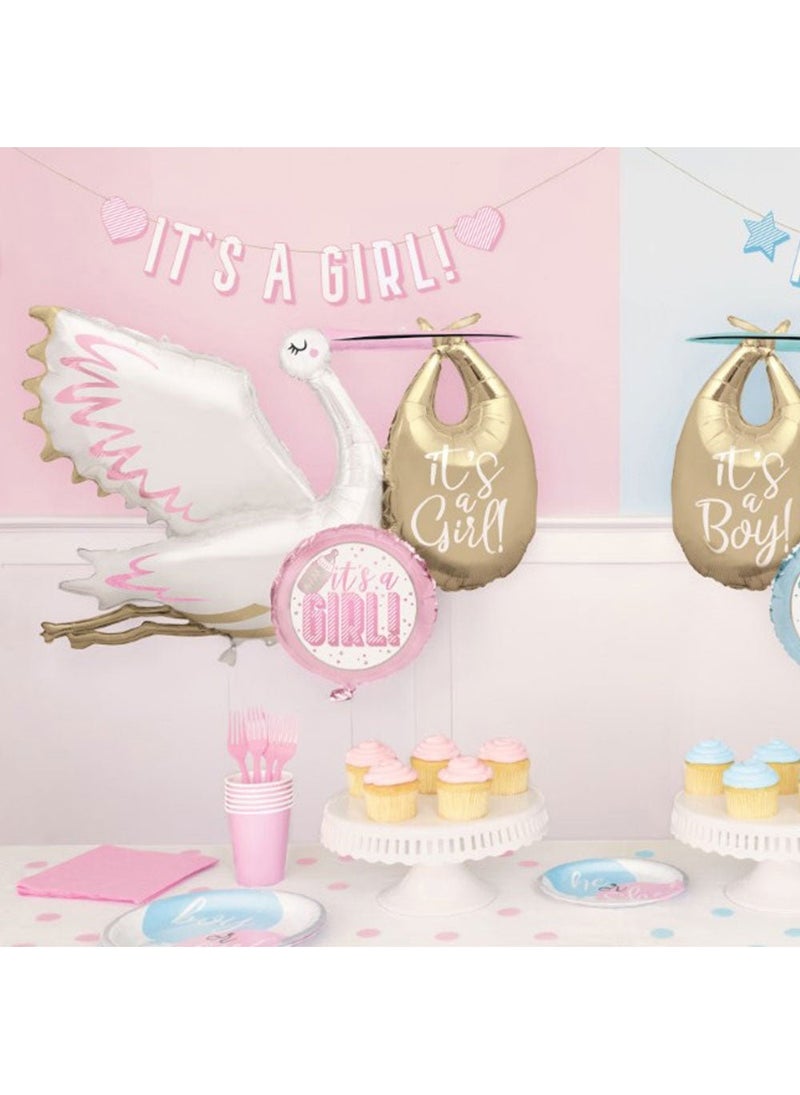 يونيك بالون "إنها فتاة لقلق" باللون الوردي الذهبي والأبيض مقاس 157 سم - Image 2