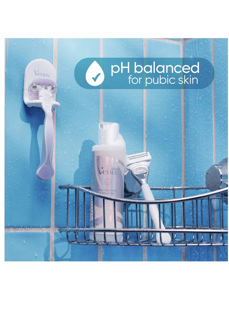 Gillette جيليت فينوس لشعر العانة والبشرة، مجموعة هدايا العطلات مع 1 مقبض ماكينة حلاقة + 2 شفرات احتياطية، منظف 2 في 1 + جل حلاقة وسيروم مهدئ يومي - Image 5