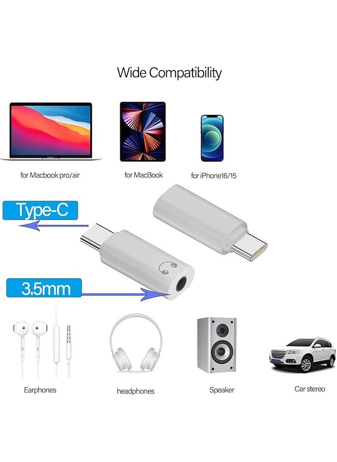 erorex - 2 Pcs Usb C To 3.5Mm Audio Headphone Jack Dac Adapter Compatible With 15 Pro Max Plus Galaxy S23 S22 Ultra Tablet Pixel - Image 1