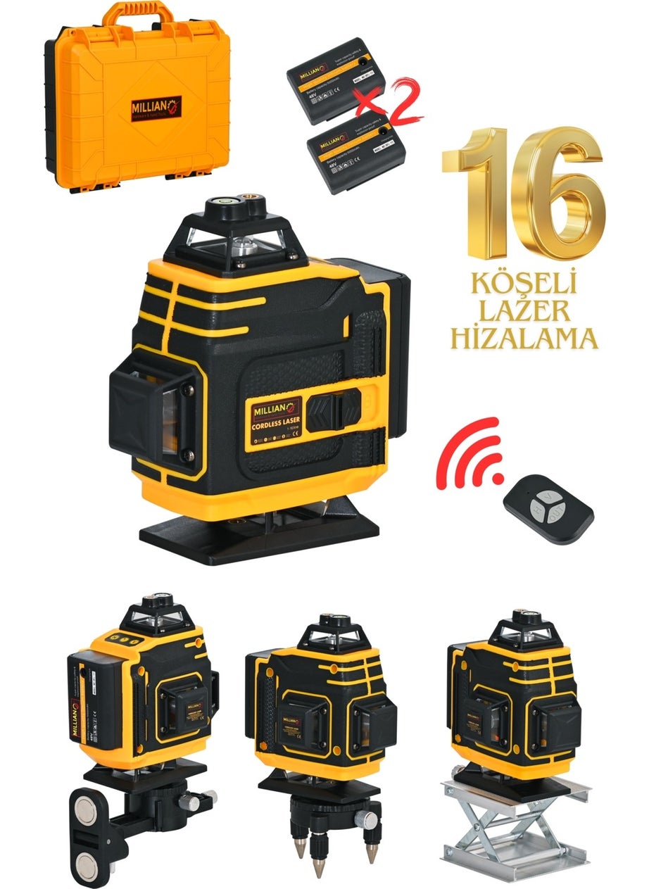 Millian Italian Remote Control 16 Corners 360 Degree Line Alignment Laser Level Device Alignment Machine  - Image 1