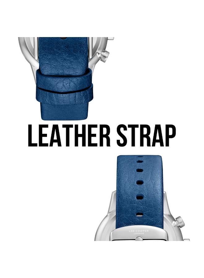 لي كوبر ساعة لي كوبر رجالي متعددة الوظائف بحزام جلد أزرق داكن - Image 2
