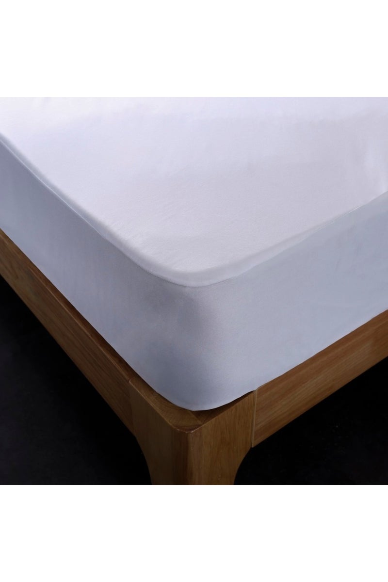 140x200x35cm WHITE smooth Mattress Protector Fitted Sheet Wateprroof Mattress Cover Anti Mites & Was