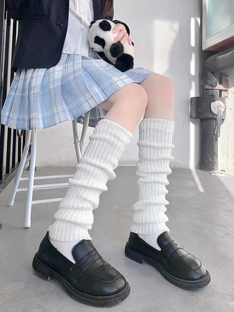 Lolita Knit Leg Warmers Jk Calf Socks Slimming50cm striped white 50cm striped white 
