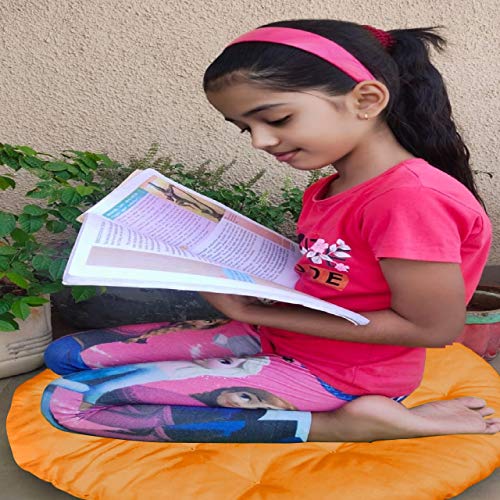 NEXTGO Round Sitting Cushion Cotton Yoga Floor for Meditation Mat Velvet Fabric Size (60 CM X 60 CM) (Orange) Hadmade Round - Image 4