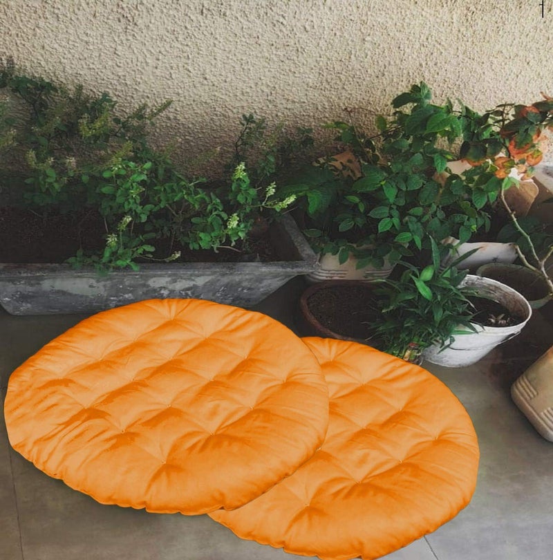 NEXTGO Round Sitting Cushion Cotton Yoga Floor for Meditation Mat Velvet Fabric Size (60 CM X 60 CM) (Orange) Hadmade Round - Image 5