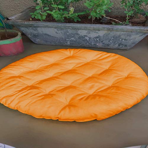 NEXTGO Round Sitting Cushion Cotton Yoga Floor for Meditation Mat Velvet Fabric Size (60 CM X 60 CM) (Orange) Hadmade Round - Image 1