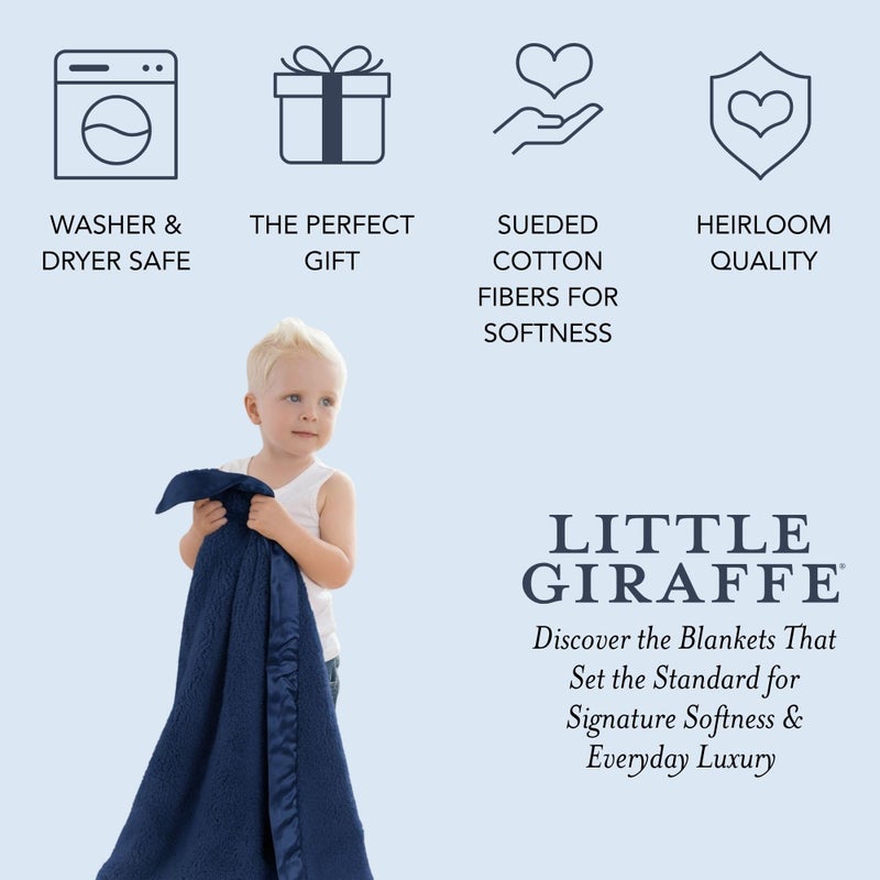 Little Giraffe Chenille Baby Blanket â€“ 29x35â€ Soft Chenille with Satin Trim, Midnight | Ultra-Soft, Gentle & Safe, Lightweight & Breathable for Newborns & Toddlers - Image 5