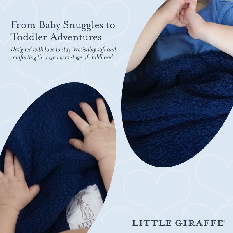 Little Giraffe Chenille Baby Blanket â€“ 29x35â€ Soft Chenille with Satin Trim, Midnight | Ultra-Soft, Gentle & Safe, Lightweight & Breathable for Newborns & Toddlers - Image 2