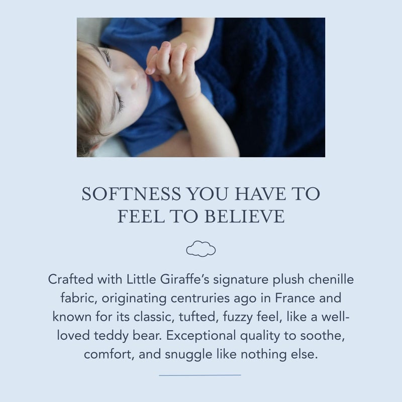 Little Giraffe Chenille Baby Blanket â€“ 29x35â€ Soft Chenille with Satin Trim, Midnight | Ultra-Soft, Gentle & Safe, Lightweight & Breathable for Newborns & Toddlers - Image 4