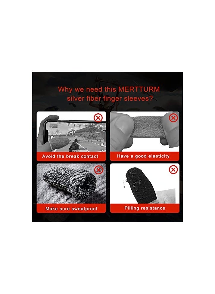 MERTTURM - Anti Sweat Gaming Finger Sleeves, Premium Super-thin Breathable Silver Fiber Thumb Finger Gloves, - Image 1