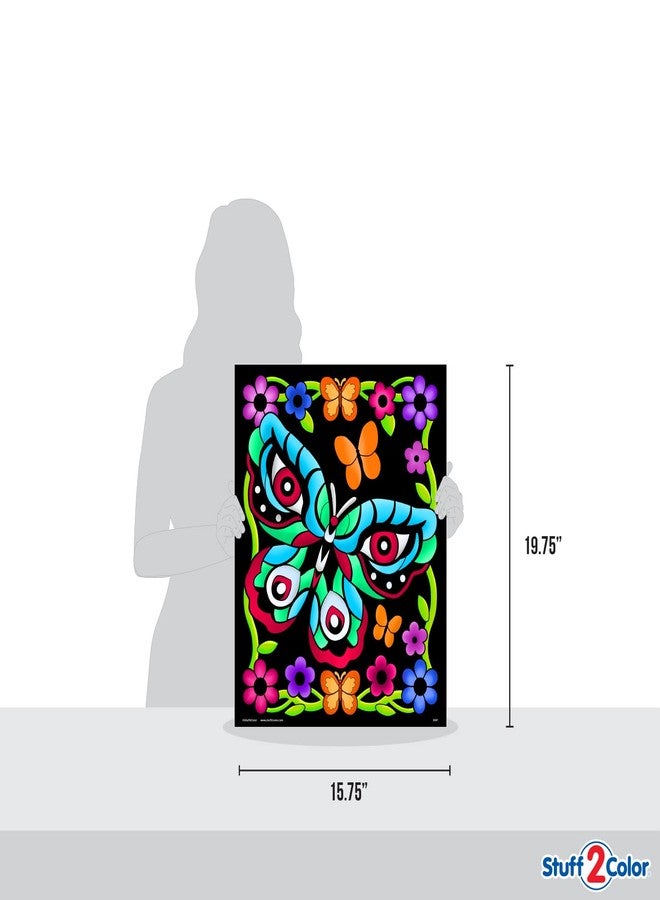 Stuff2Color Butterfly Fun Fuzzy Velvet Coloring Poster - All Ages Coloring for Kids, Toddlers, Teens, and Adults (Great for Arts and Crafts Coloring Time, After School, or as a Family Activity) - Image 2