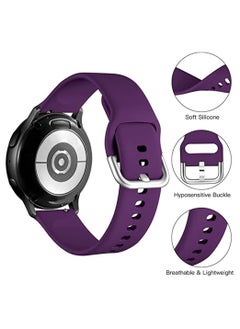 KASTWAVE Silicone Sport Strap for Samsung Galaxy Active 2, 20 Mm Watch Bands Compatible for Samsung Galaxy Watch Active 2, Women Men, 4 Pack Black, White, Dark Purple, Dark Blue  - Image 2