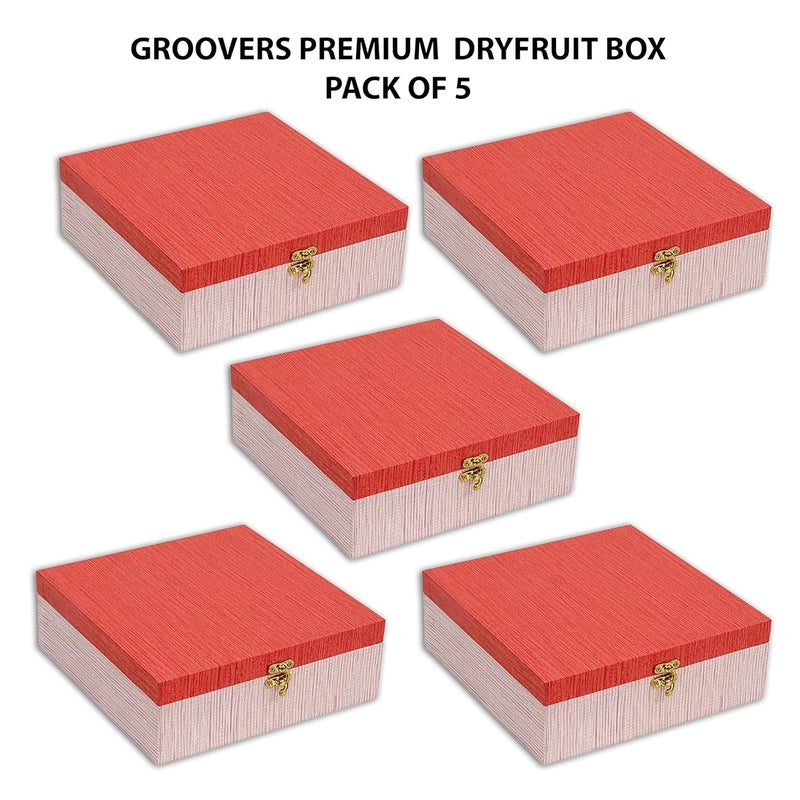 Groovers Empty Dry FruitsCookies Jars Box Pack of 5 Diwali festival Gifting Chocolate Jar Boxes Wedding Gift Box Cookies Jars MDF Box - Image 2
