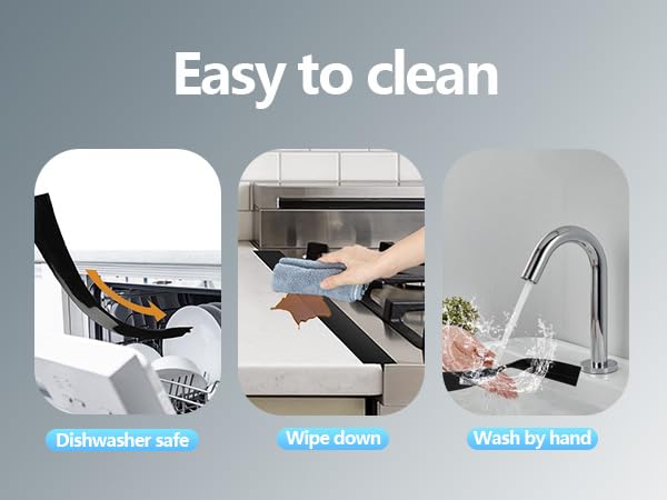 ddLUCK Silicone Stove Gap Covers (2PCS), 25 inch Stove Gap Filler, Stove Guard for Kitchen Oven Counter Side Gap, Heat Resistant and Easy Clean Oven Gap Filler, Black - Image 4