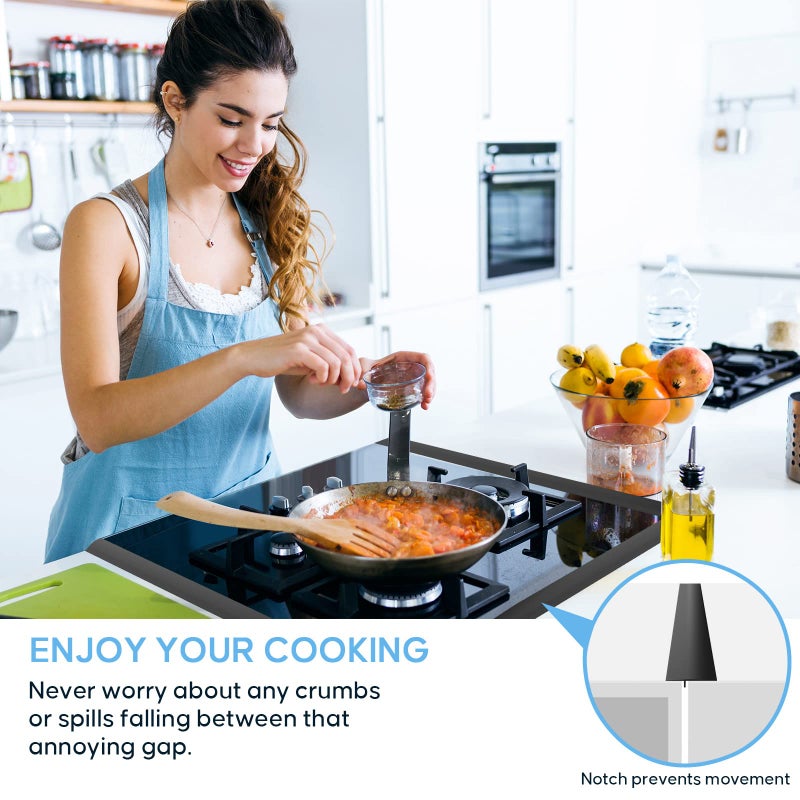 ddLUCK Silicone Stove Gap Covers (2PCS), 25 inch Stove Gap Filler, Stove Guard for Kitchen Oven Counter Side Gap, Heat Resistant and Easy Clean Oven Gap Filler, Black - Image 2