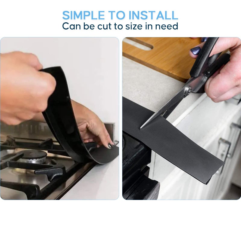 ddLUCK Silicone Stove Gap Covers (2PCS), 25 inch Stove Gap Filler, Stove Guard for Kitchen Oven Counter Side Gap, Heat Resistant and Easy Clean Oven Gap Filler, Black - Image 5