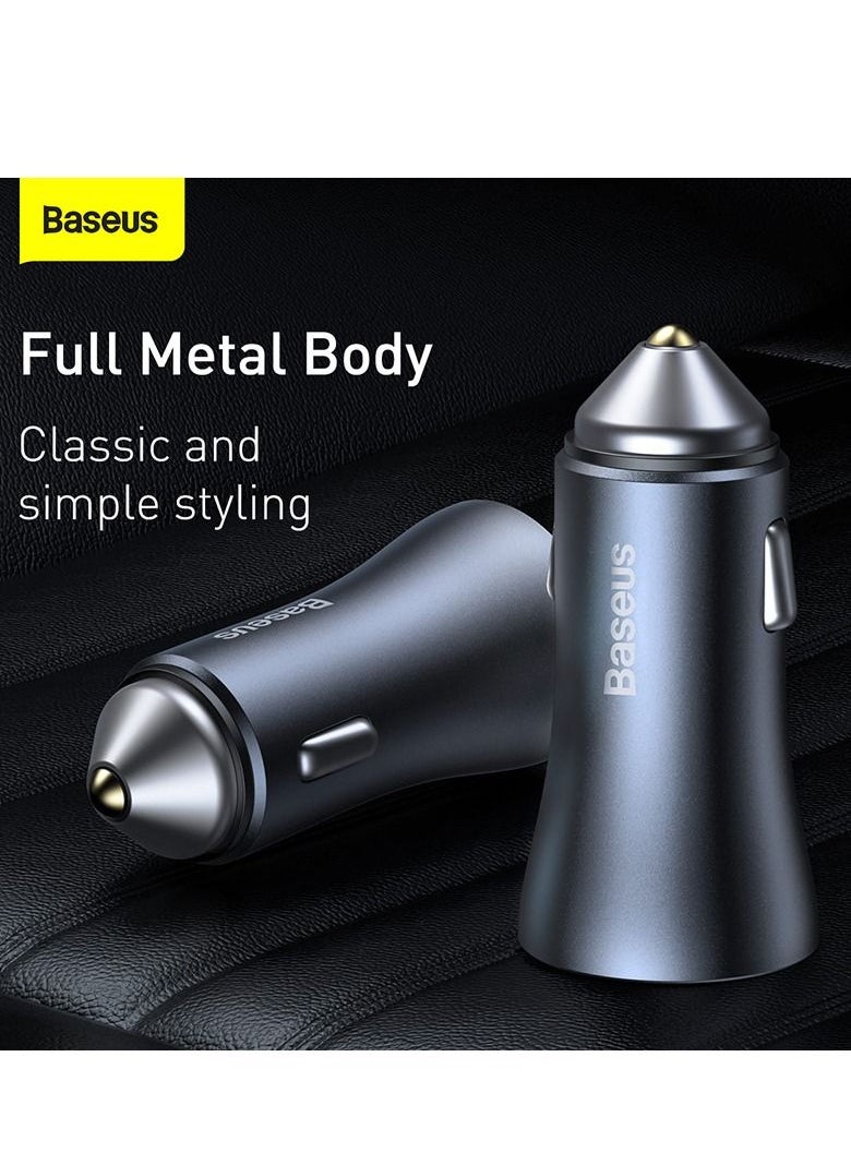 Baseus 40W Car Charger Adapter with Dual Quick Charge 3.0 USB Ports, Includes USB Type-C 5A 1.0m Cable, Compatible with iPhone 15, 15 Pro, 14, 14 Pro, 13 Pro Max, 13 Mini, 12, 12 Pro, 11, iPad, Samsung Galaxy Note, and More, Fast Charging for All Devices  - Image 5