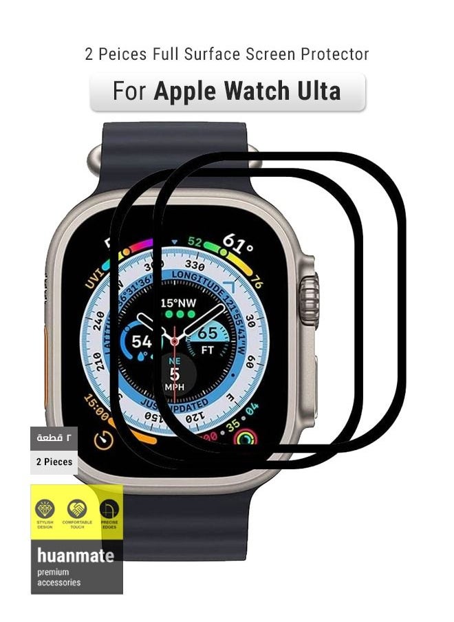 huanmate - 2-Pieces Premium Screen Protector For Apple Watch Ultra Black/Clear - Image 1