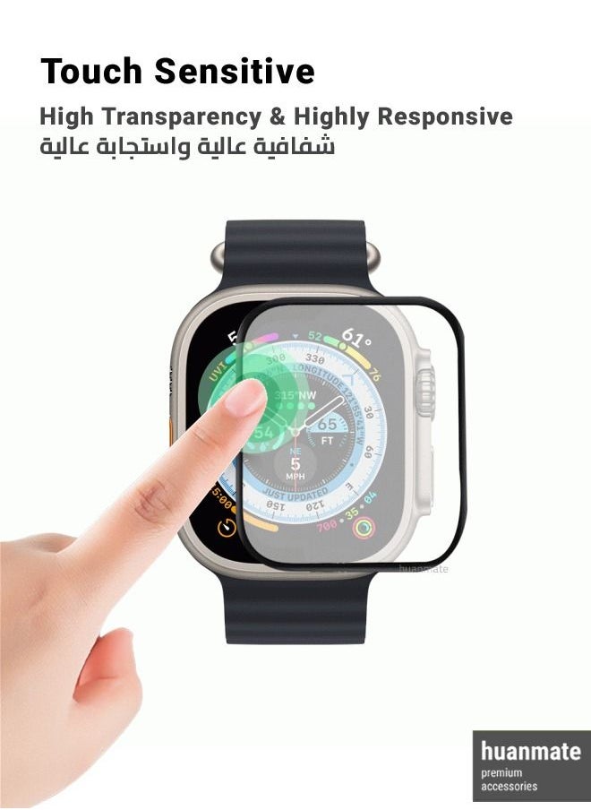 huanmate - 2-Pieces Premium Screen Protector For Apple Watch Ultra Black/Clear - Image 1