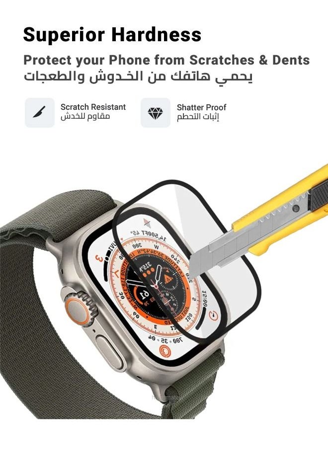 huanmate - 2-Pieces Premium Screen Protector For Apple Watch Ultra Black/Clear - Image 1