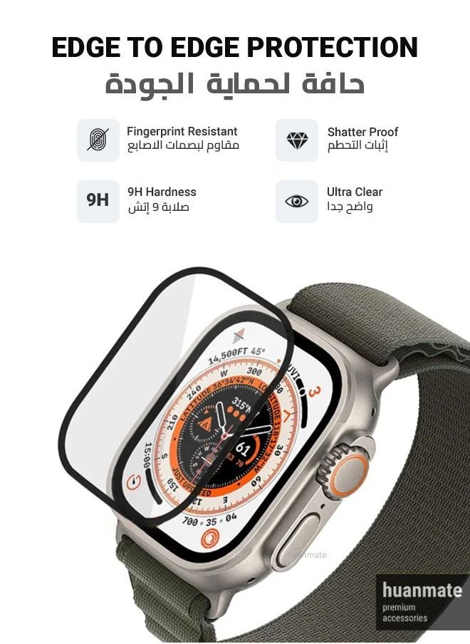huanmate - 2-Pieces Premium Screen Protector For Apple Watch Ultra Black/Clear - Image 1