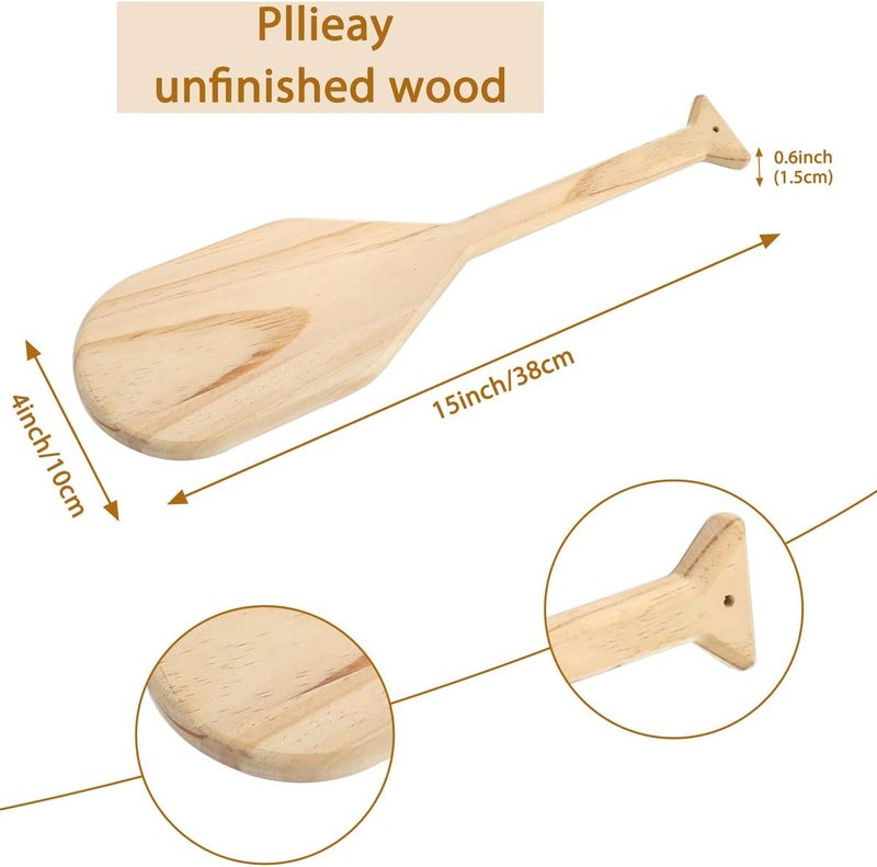 Pllieay 15 Inch Wooden Paddle, Unfinished Solid Pine Paddle with Oar Shape, Natural Color Wood Greek Paddle Craft, Great for Craft Lovers - Image 2