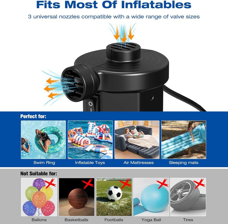 MAXEVER Air Pump Electric for Pool Inflatables: Portable Inflator Deflator for Outdoor Camping - 110V~120V - Image 3