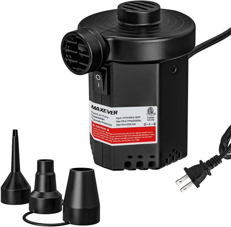 MAXEVER Air Pump Electric for Pool Inflatables: Portable Inflator Deflator for Outdoor Camping - 110V~120V - Image 1